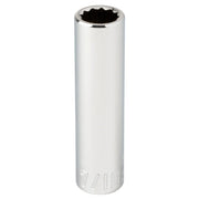 Craftsman chrome long socket, 7/16 inch size, front angle, CMMT43311.