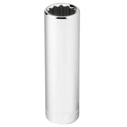 Craftsman 1/2 inch deep socket, chrome finish, tool category, front angle, CMMT43312.