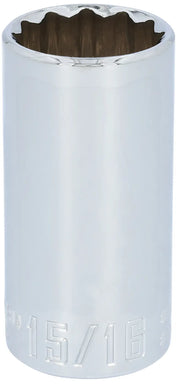 Photo of Craftsman chrome 15/16 inch deep socket, SKU CMMT43315, shown upright on white background.