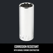 Craftsman chrome socket CMMT43317, 3/4 inch size, graphics category, front angle on dark background.