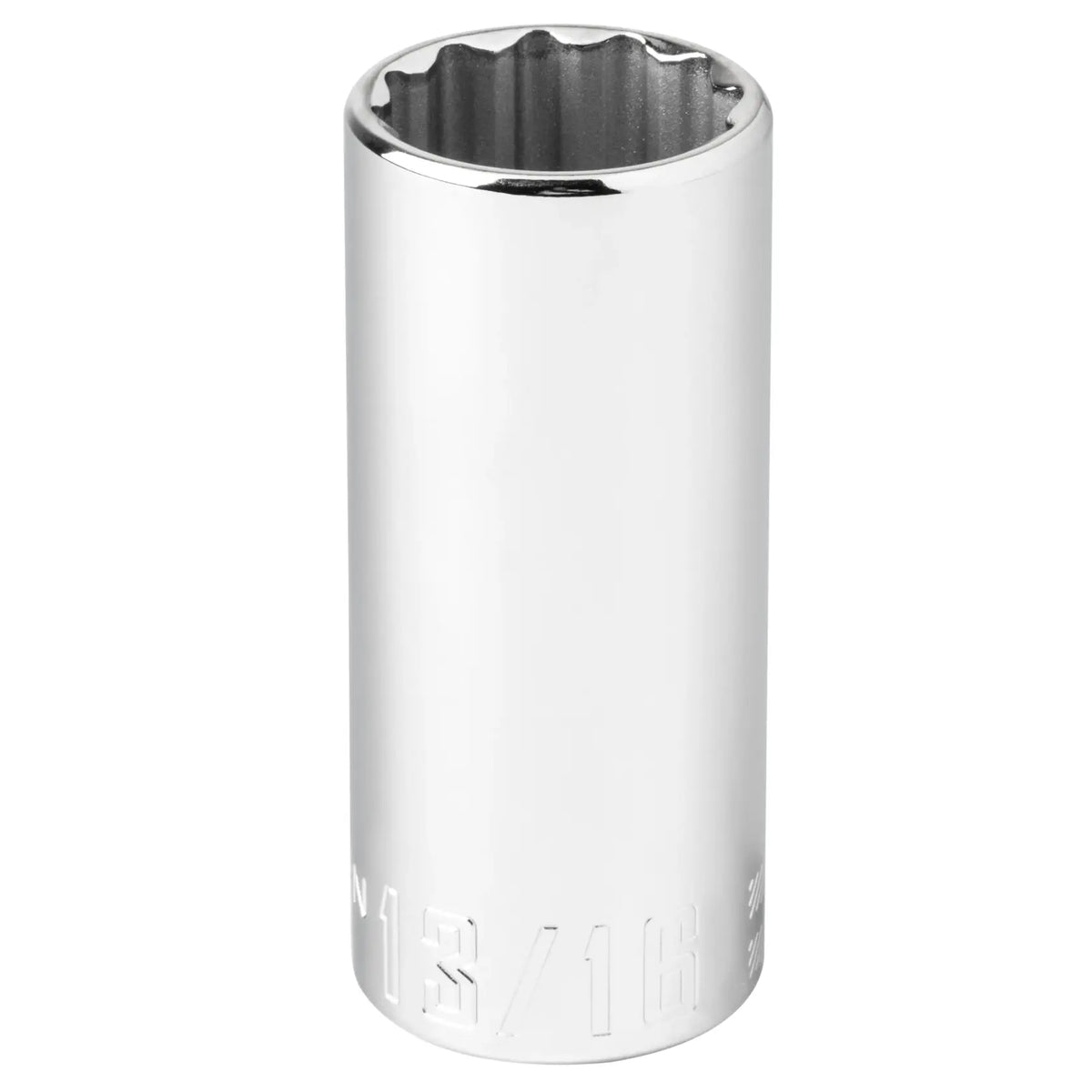 Photo of Craftsman deep socket, chrome finish, 13/16 inch, CMMT43318, product shown upright on white background.