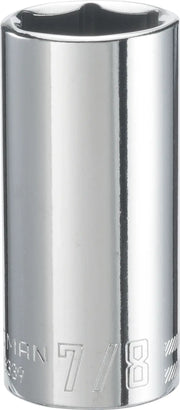 Craftsman CMMT43339 chrome 7/8-inch deep socket, front angle photo on white background