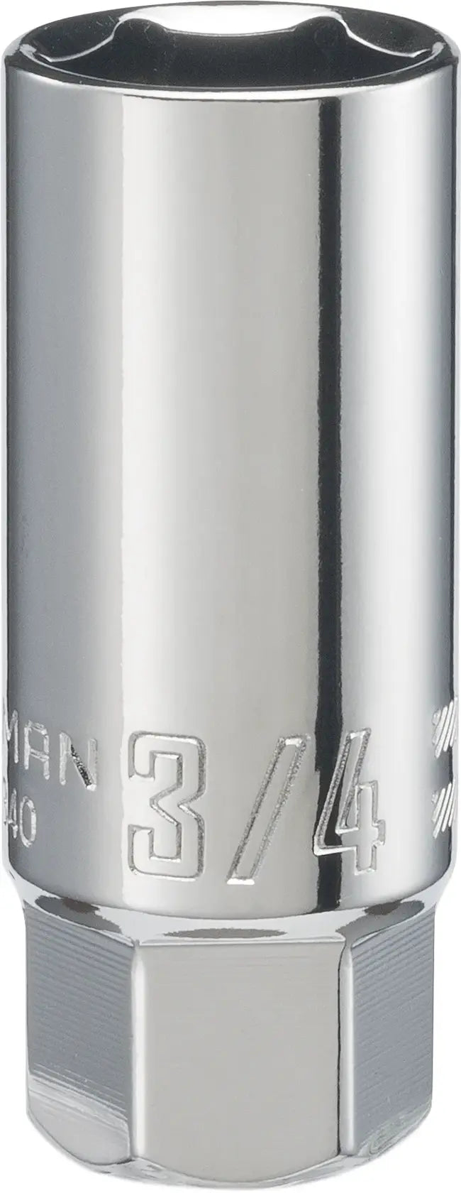 CRAFTSMAN CMMT43340 chrome 3/4-inch deep socket, front angle on white background.