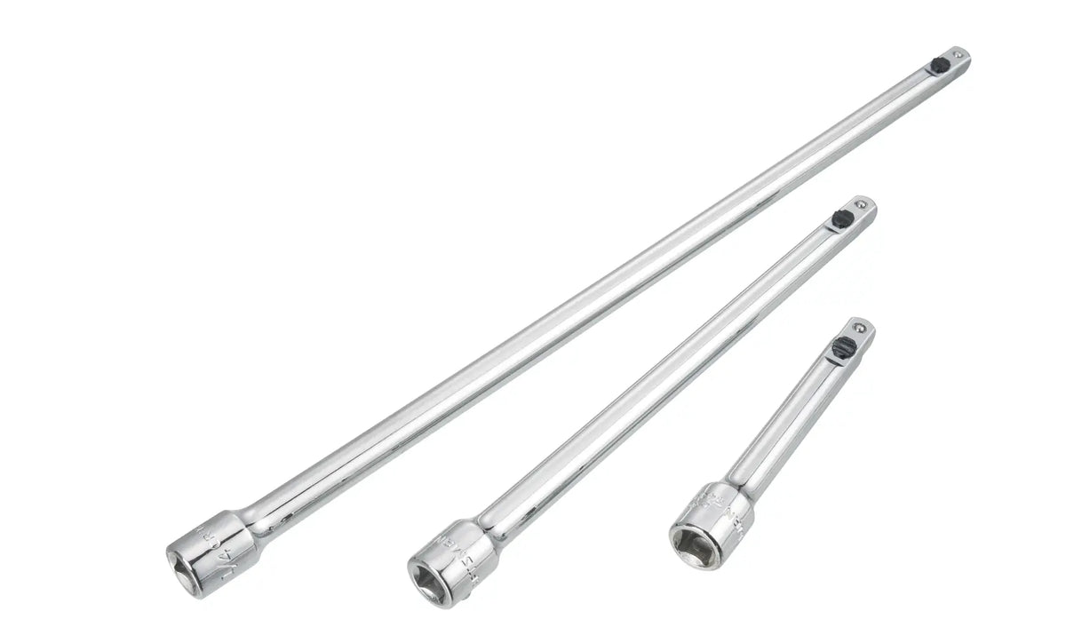 Photo of Craftsman CMMT43345 socket extension bar set, three chrome bars, front angle, against white background.