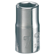 Photo of Craftsman 7mm chrome socket, SKU CMMT43503, tool accessory, front angle on white background.