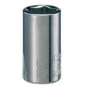 Photo of Craftsman socket, chrome finish, size 8mm, front angle, SKU CMMT43504.