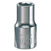 Photo of Craftsman CMMT43511 chrome socket, 5.5mm size, front angle on white background.