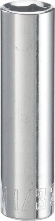 Photo of Craftsman deep socket, silver finish, SKU CMMT43576, tool category, front angle on white background.