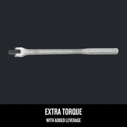 Photo of Craftsman breaker bar CMMT44201, silver finish, shown horizontally on white background, hand tool.