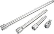 Craftsman CMMT44284 chrome extension bar set, four sizes, socket accessories, photography, angled on white background.