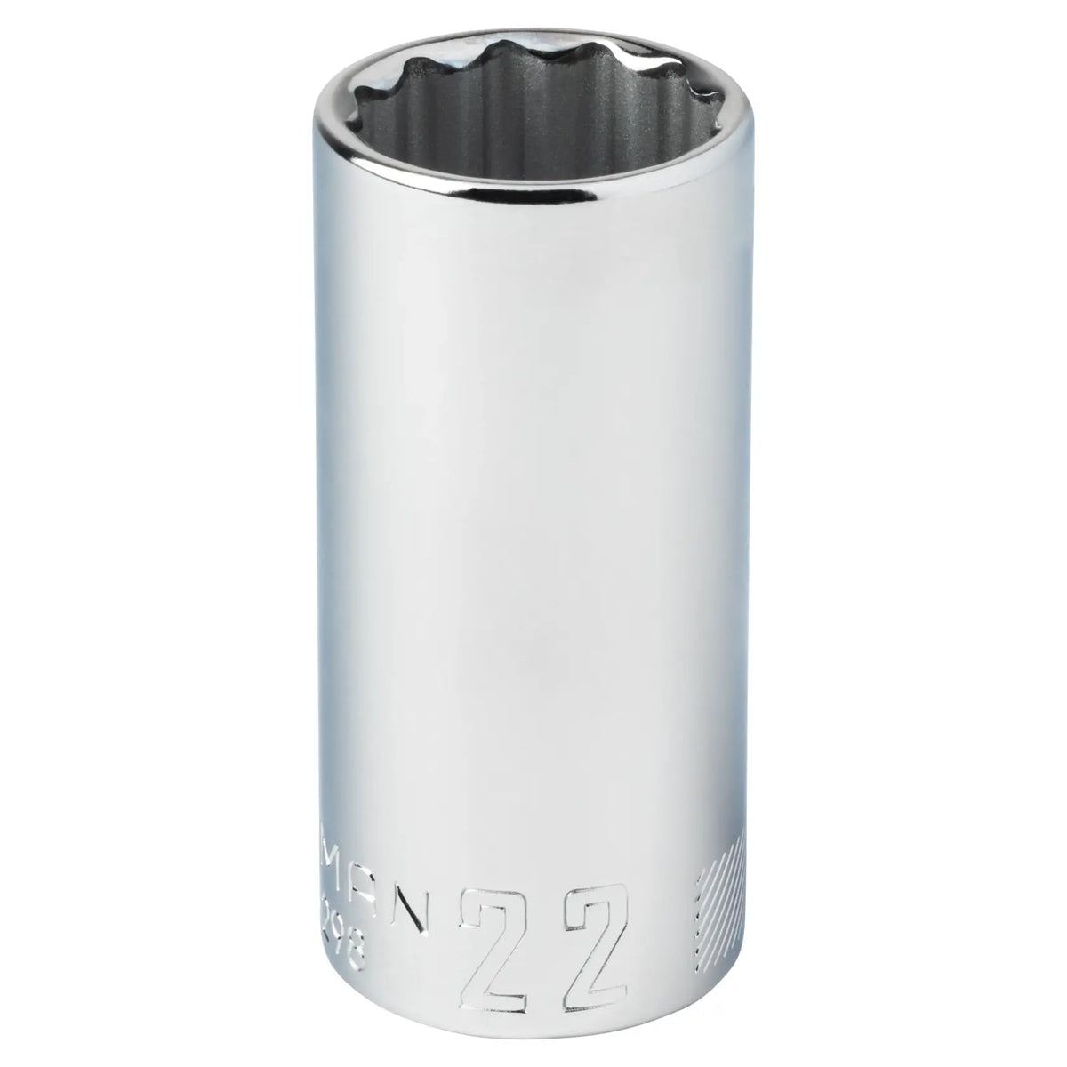 Craftsman 22mm chrome socket, deep style, vertical angle, CMMT44298.
