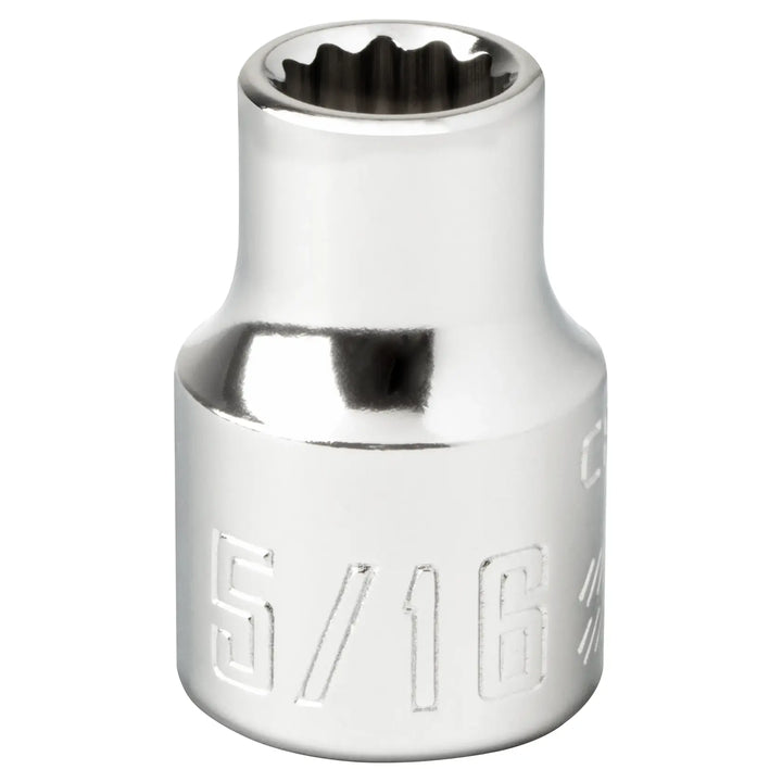 Craftsman chrome 5/16 inch socket, twelve-point, front angle, CMMT44329.