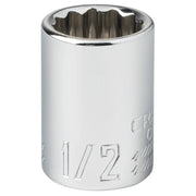 Craftsman chrome socket, 1/2 inch size, CMMT44333, shown upright on white background.