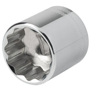 Craftsman chrome socket, twelve-point design, side angle, CMMT44339.