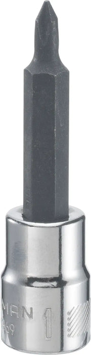 Photo of Craftsman CMMT44369 socket bit with black hex tip, chrome base, front angle, tool category.