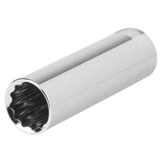 Photo of Craftsman deep socket CMMT44418, chrome finish, twelve-point design, angled on white background.