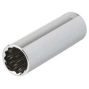 Craftsman deep socket tool, chrome finish, twelve-point design, angled view, CMMT44419.