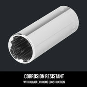 CRAFTSMAN chrome socket, SKU CMMT44422, photographed at an angle on a dark background.