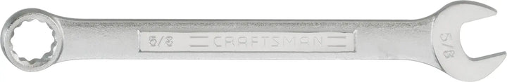 Photo of Craftsman CMMT44697 combination wrench, silver, 5/8 inch, white background, flat angle.