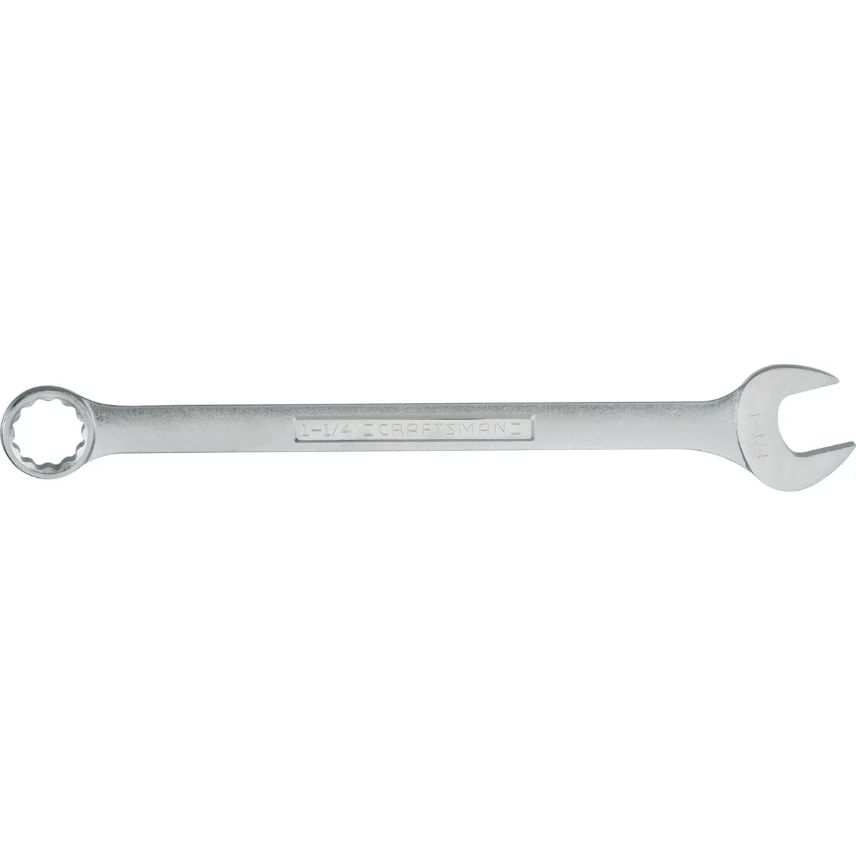 Photo of Craftsman CMMT44708 combination wrench, silver finish, flat angle, 1-1/4 inch size.
