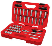 Craftsman socket wrench set CMMT45161 in red case, open view showing sockets and accessories.