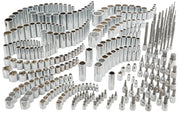 Craftsman chrome socket set with assorted sizes and types, SKU CMMT45310, photography on white background, angled view.
