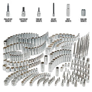 Photo of Craftsman assorted socket set CMMT45310, including Phillips, slotted, Torx, hex bit, deep, and shallow sockets.