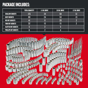 Craftsman socket and bit set CMMT45310, assorted shallow, deep, hex, Torx, slotted, and Phillips bit sockets displayed.