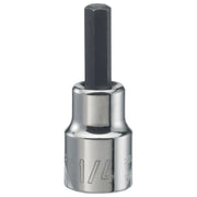 Photo of Craftsman hex bit socket, chrome finish, SKU CMMT46663, front angle, with engraved size marking.