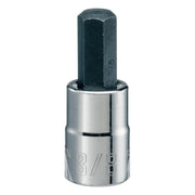 Photo of Craftsman hex bit socket, chrome finish, size 3/8 in, SKU CMMT46665, product shown upright on white background.