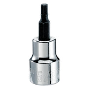 Photo of CRAFTSMAN hex bit socket, chrome and black finish, model CMMT46669, shown upright on white background.