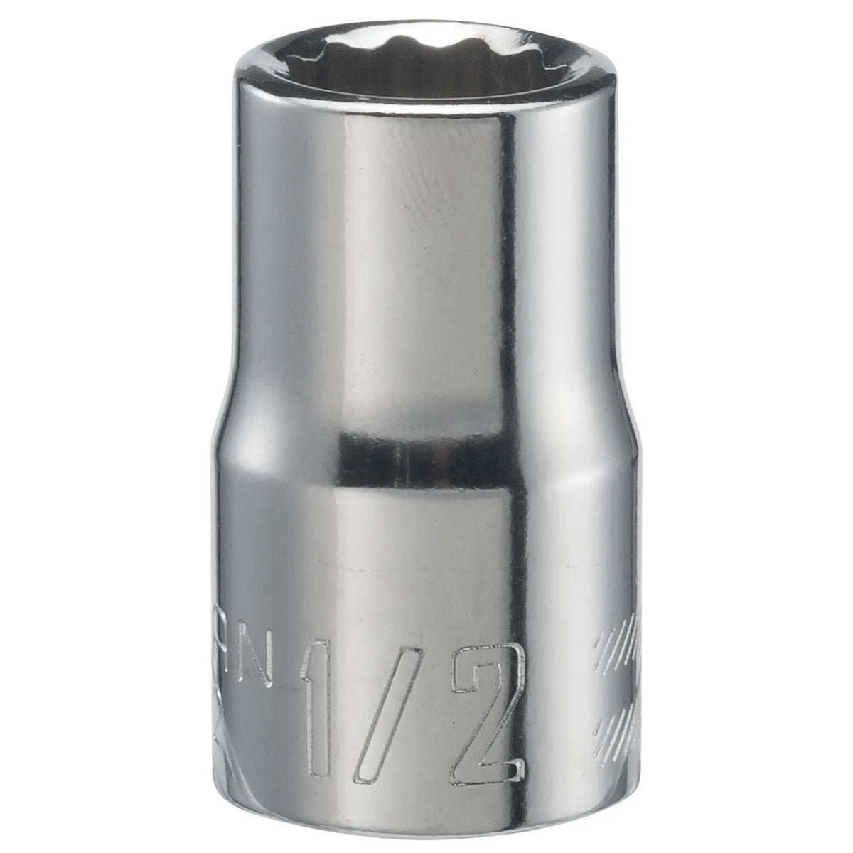Craftsman socket tool CMMT47502, polished chrome finish, 1/2 inch size, front angle on white background.