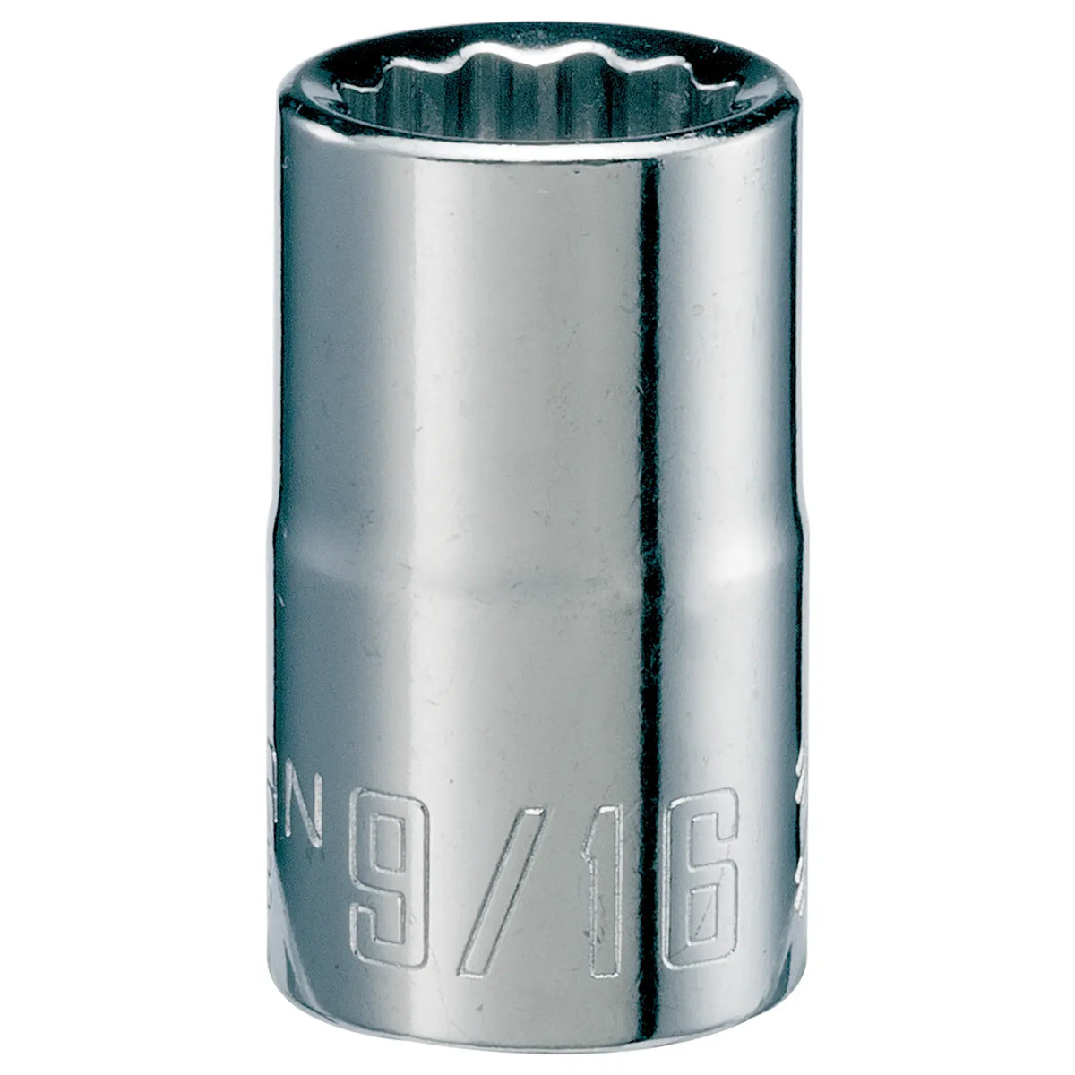 CRAFTSMAN CMMT47503 chrome 12-point 9/16 inch socket, front angle on white background.
