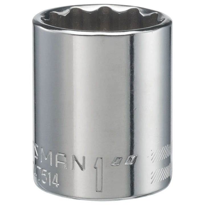 Photo of Craftsman socket, chrome finish, SKU CMMT47514, tool category, front angle on white background.
