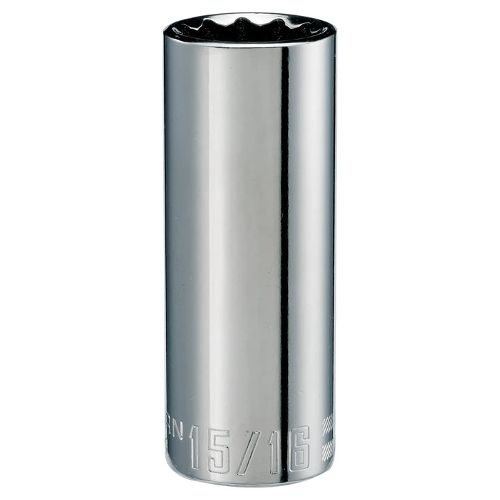 Photo of Craftsman chrome deep socket, size 15/16 inch, SKU CMMT47529, shown from front on white background.