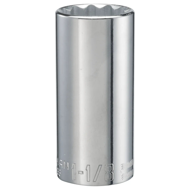 Craftsman chrome deep socket 1-1/8 inch front angle, SKU CMMT47533, tool accessory for ratchets.