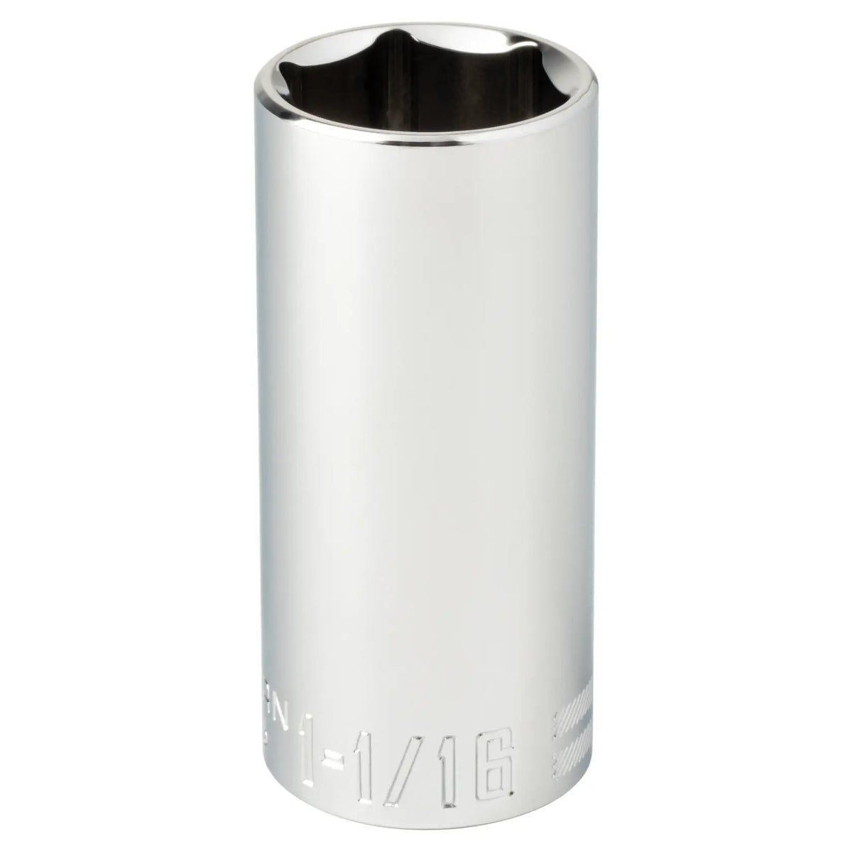 Craftsman chrome deep socket, 1-1/16 inch, CMMT50756, tool category, front angle on white background.