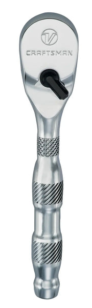 Photo of Craftsman ratchet handle CMMT86301V, silver metal tool, front angle on white background.