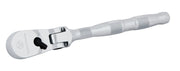 Craftsman ratchet wrench with knurled grip, silver finish, SKU CMMT86322V, side angle on white background.