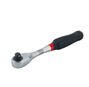 Photo of Craftsman ratchet with black ergonomic handle, SKU CMMT86324V, side angle on white background.