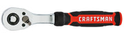 A Craftsman brand ratchet wrench with a black and red handle is shown. The handle is labeled with the word 'CRAFTSMAN' in white letters.