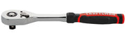 A metal ratchet wrench with a black and red handle, labeled with the brand name 'Craftsman' in white letters.