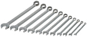 CRAFTSMAN CMMT87014 combination wrench set, 11-piece, chrome finish, arranged in size order, angled view.