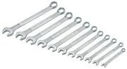 CRAFTSMAN CMMT87017 combination wrench set, 11-piece, chrome finish, top view on white background.
