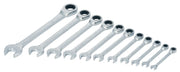 Photo of Craftsman ratcheting wrench set, SKU CMMT87022, silver, 11 pieces, angled view on white background.