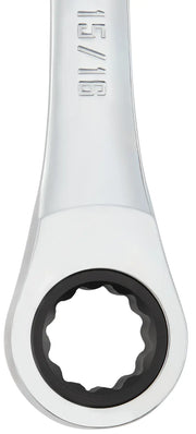 CRAFTSMAN CMMT87901 chrome ratcheting wrench 15/16 inch, closeup photo on white background.