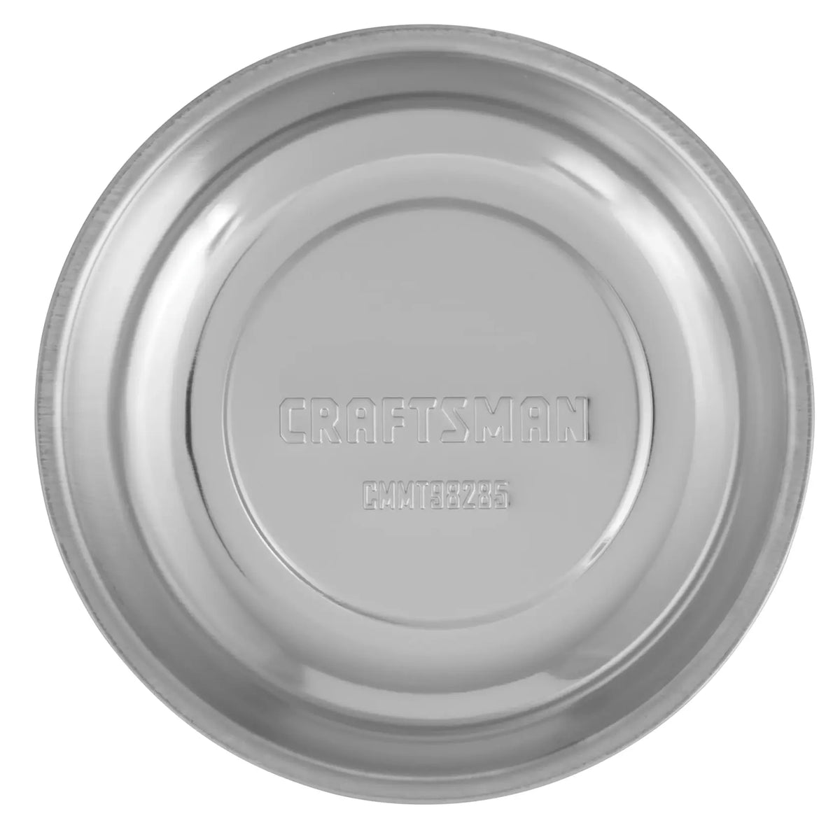 Photo of CRAFTSMAN magnetic parts tray, silver color, top view, SKU CMMT98285, tool accessory.