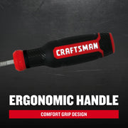 Photo of Craftsman screwdriver CMMT98373 with black and red ergonomic handle and visible Craftsman branding.