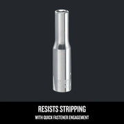 Photo of Craftsman 5.5mm socket, chrome finish, front angle, SKU CMMT99104, graphics category.