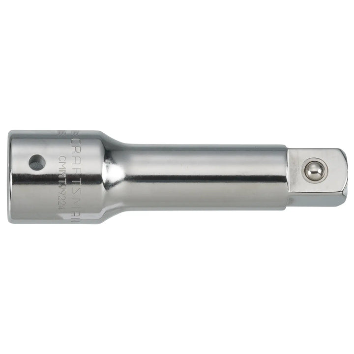 Photo of Craftsman socket extension, chrome finish, model CMMT99224, tool category, side view on white background.